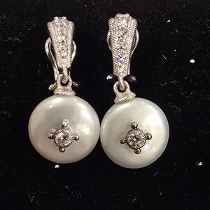Elegant Silver and White Pearl Earrings